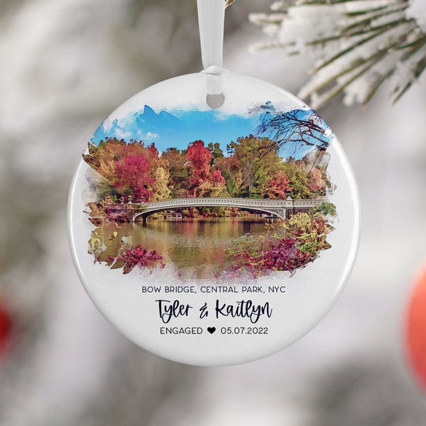 Bow Bridge Central Park New York City Ornament, NYC, Engagement Ornament, Travel Gift Engaged Couple, Engagement Gift Vacation Souvenir 3096