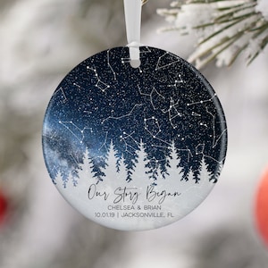 Anniversary Gift, Night Sky Map, Star Map Ornament, Anniversary Gift for Couple, Starry Night, 18th Anniversary, Porcelain Gift