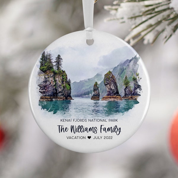 Kenai Fjords National Park Ornament, Alaska Family Vacation, Engaged, Married Ornament, Travel Gift, Wedding Engagement Souvenir 3114