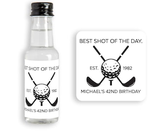 Golf Birthday Mini Liquor Bottle Stickers: Personalized Party Favors