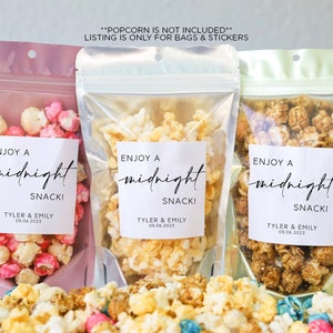 Enjoy a Midnight Snack Bags and Stickers, Wedding Favor Bags, Bridal Shower Favors, Wedding Treat Bags, Bulk Wedding Favors V2