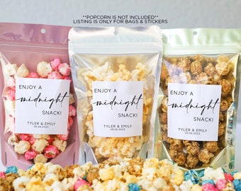 Enjoy a Midnight Snack Bags and Stickers, Wedding Favor Bags, Bridal Shower Favors, Wedding Treat Bags, Bulk Wedding Favors V2