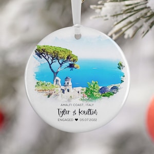 Amalfi Coast Italy Engagement Ornament, Ravello Positano, Travel, Travel Gift for Engaged Couple, Honeymoon, Vacation Souvenir 3053