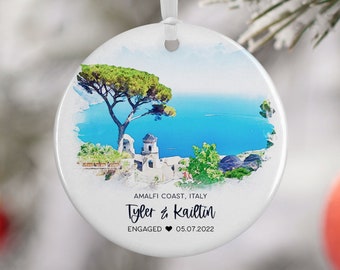 Amalfi Coast Italy Engagement Ornament, Ravello Positano, Travel, Travel Gift for Engaged Couple, Honeymoon, Vacation Souvenir 3053