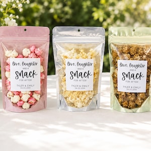 Love Laughter Snack Wedding Favor Bags - Custom Treat Bags & Stickers - Personalized Wedding Guest Favors - Wedding Snack Bags