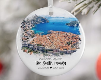 Dubrovnik Croatia Christmas Ornament, Family Vacation, Engagement Gift, Family Trip, Engaged Married Gift, Travel Souvenir, 3237