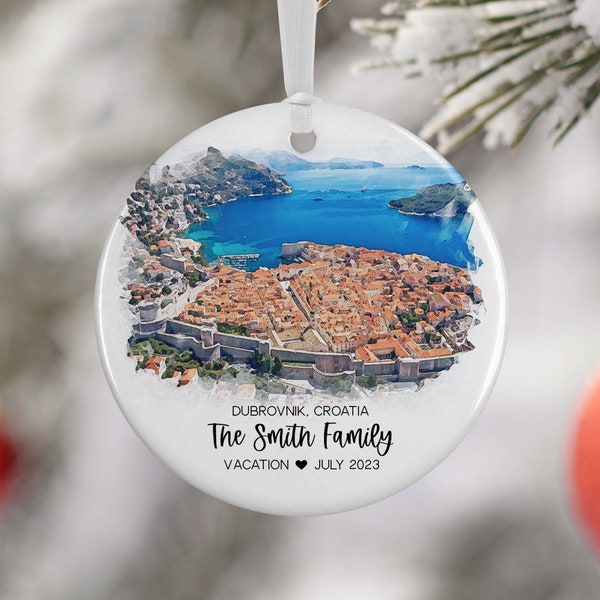 Dubrovnik Croatia Christmas Ornament, Family Vacation, Engagement Gift, Family Trip, Engaged Married Gift, Travel Souvenir, 3237