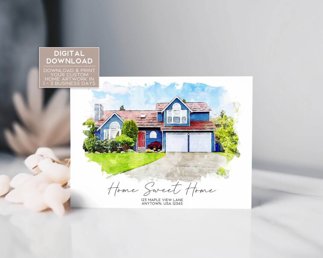 Custom Watercolor Home Portrait, Custom House Photo, New Home Gift ...