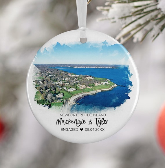 Newport Rhode Island Ornament, Newport RI, Cliffwalk, Engagement, Honeymoon, Travel Souvenir, Vacation Gift, 3255