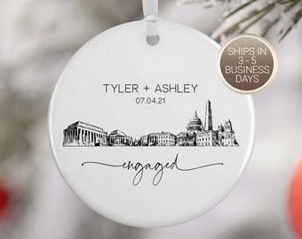 Washington DC Engagement Ornament, Travel Gift for Engaged Couple, DC Engagement, Engagement Gift, Bridal Shower Gift, 2158 (ENGAGED)