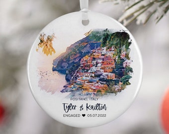 Positano Amalfi Coast Ornament, Engaged Gift, Engaged Ornament, Travel Gift for Engaged Couple, Engagement Gift, Honeymoon 3002