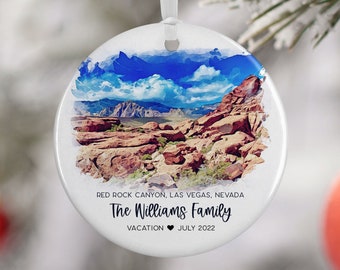 Red Rock Canyon Nevada Ornament, Vegas Family Vacation, Engaged, Married Ornament, Travel Gift, Wedding Engagement Gift Souvenir 3124