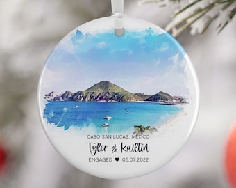 Cabo San Lucas Engagement Ornament, Engaged in Cabo, Honeymoon, Mexico Travel Engagement, Travel Gift Engaged Couple, Engagement Gift, 3055