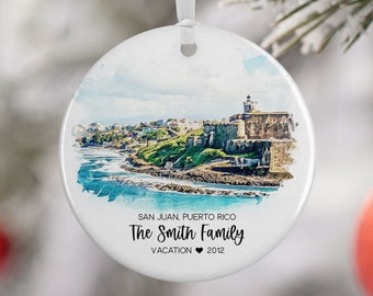 San Juan Puerto Rico Christmas Ornament, Family Vacation, Engagement Gift, Family Trip, Engaged Married Gift, Travel Souvenir, 3246