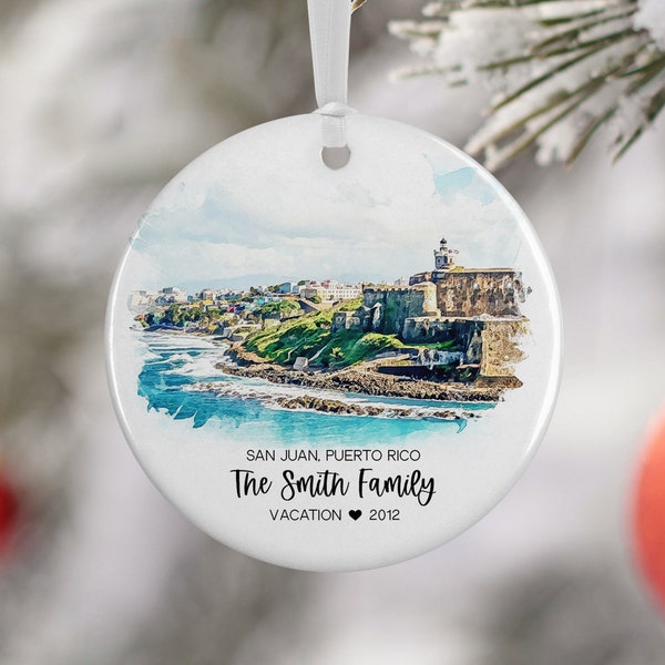 San Juan Puerto Rico Christmas Ornament, Family Vacation, Engagement Gift, Family Trip, Engaged Married Gift, Travel Souvenir, 3246