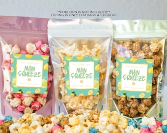 She Found Her Main Squeeze Bags and Labels/Stickers, Lemon Themed Shower, Bridal Shower Favors, Favor Bags, Stand Up Zip Pouches, V3