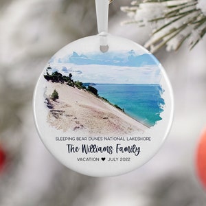 Sleeping Bear Dunes Christmas Ornament, Michigan Family Vacation, Engaged Married Gift, Travel Gift, Travel Souvenir Engagement Gift 3160