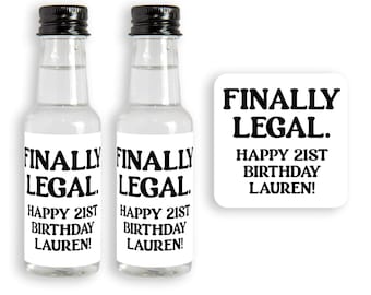 Personalized 21st Birthday Mini Liquor Bottle Labels