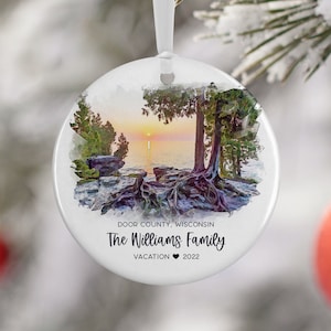 Door County Wisconsin Christmas Ornament, Wisconsin Family Vacation, Engaged Married Gift, Travel Gift, Travel Souvenir Engagement Gift 3157