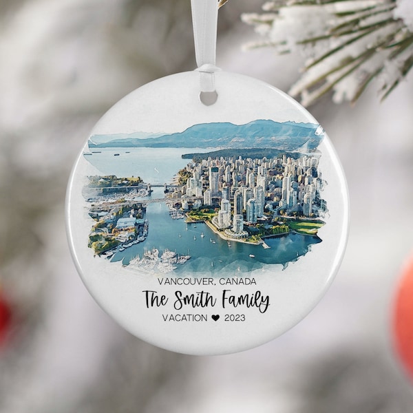 Vancouver Canada Ornament, Vancouver Vacation, Canada Vacation, Engagement, Honeymoon, Travel Souvenir, Vacation Gift, 3264