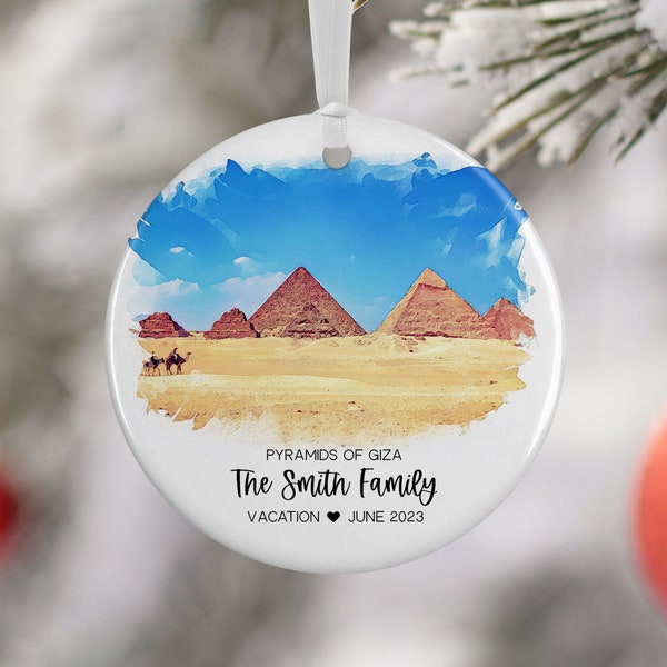 Pyramids of Giza Egypt Ornament, Family Vacation, Engaged, Married Ornament, Travel Gift, Wedding Engagement Gift Souvenir 3216