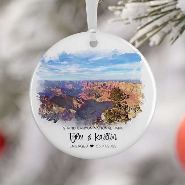 Grand Canyon National Park Ornament, National Park Engagement, Arizona, Vacation, Honeymoon, Travel Gift, Engagement Gift, 3014