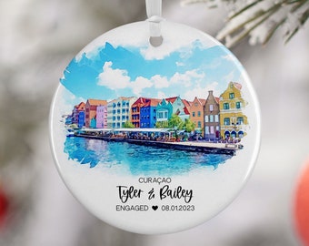 Curacao Christmas Ornament, Family Vacation, Engagement Gift, Family Trip, Engaged Married Gift, Travel Souvenir, 3244