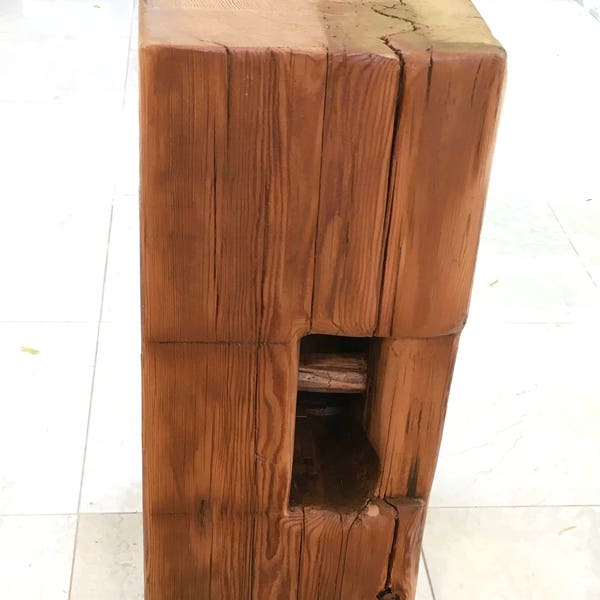 Reclaimed Beam End Table Etsy