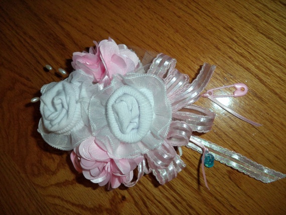 Baby Sock Baby Shower Corsages-Handmade Baby Sock Shower Corsages