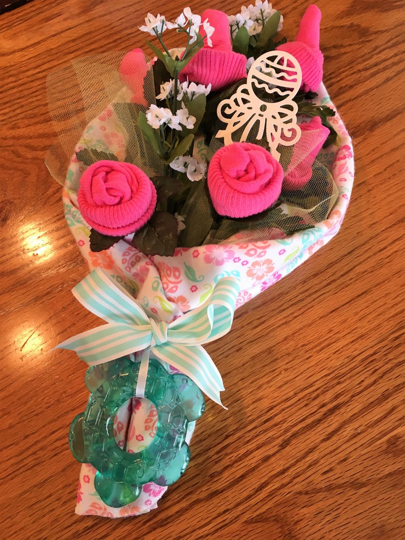 Baby Sock Rose Bouquet Handmade Infant Sock Baby Shower Etsy