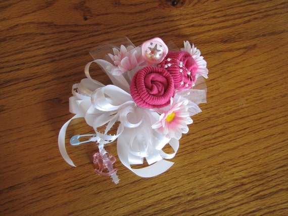 Baby Sock Baby Shower Corsage- Each order Handmade,corsage Infant Baby Shower Corsage