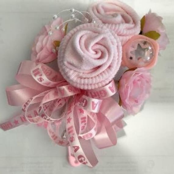 Baby Sock corsage, Mom to be shower,  Grandma to be shower, Handmade  corsage, Baby Shower gift