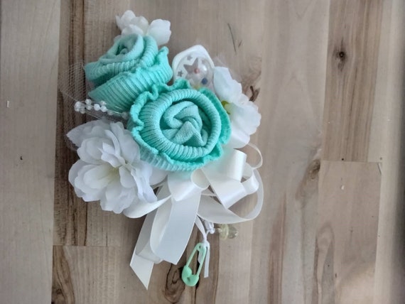 Baby Sock Baby Shower Corsages-Handmade Baby Sock Shower Corsages