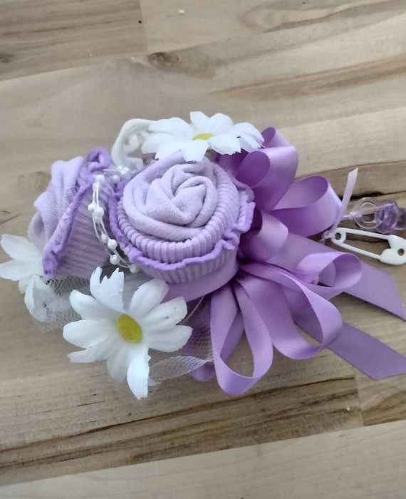 Baby Sock Baby Shower Corsages-Handmade Baby Sock Shower Corsages