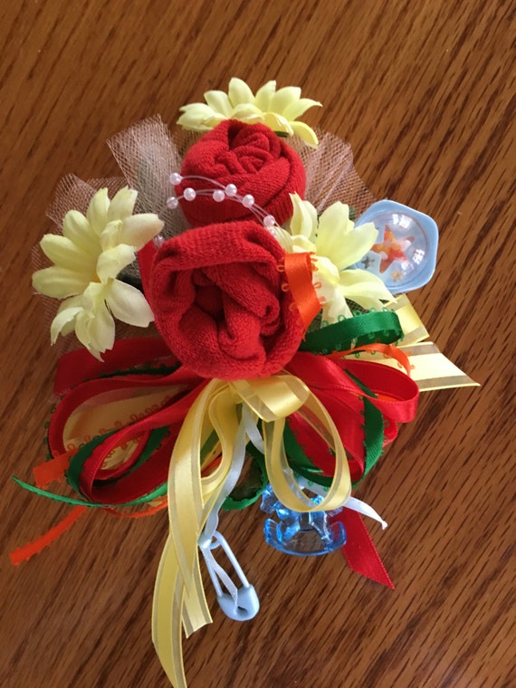 Baby Sock Baby ShowerCorsage,  Handmade Infant Sock Baby Shower Corsage