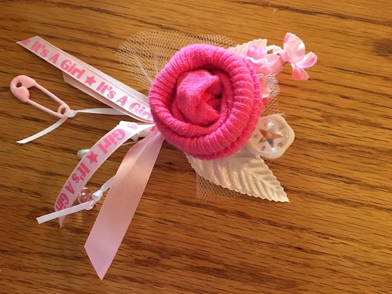 Boutonniere Baby Sock for Father, Handmade baby sock shower corsage