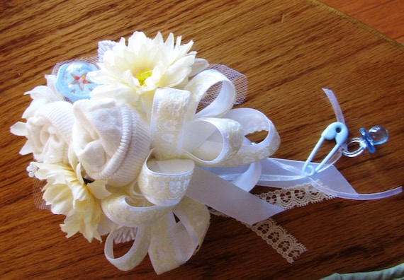 Baby Sock Baby ShowerCorsage,  Mommy to be shower, Handmade Infant Sock Baby Shower Corsage