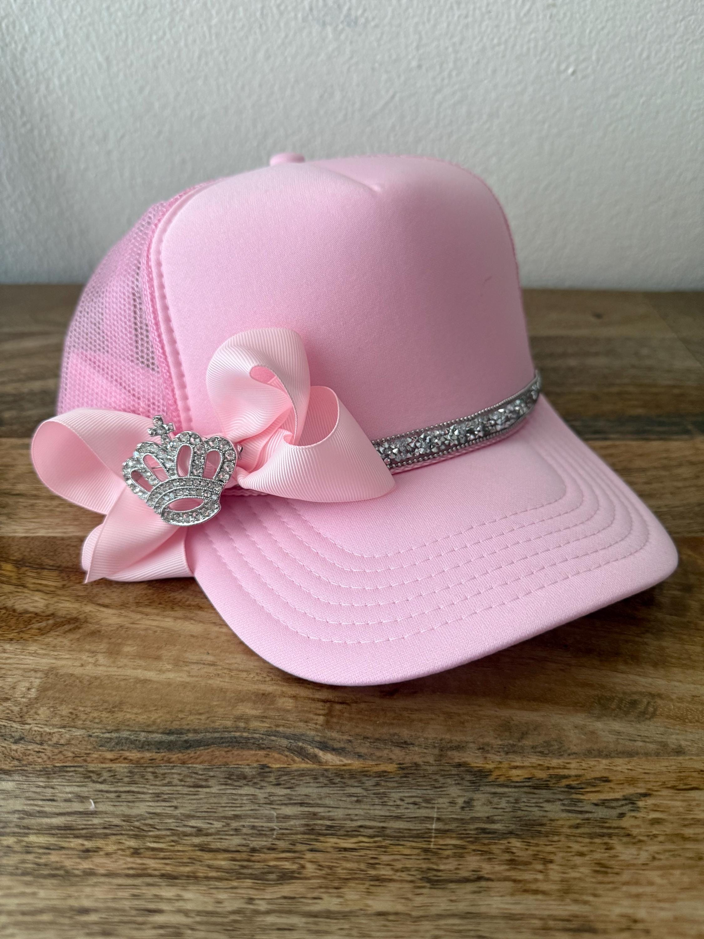 Pink bling trucker hat with crown