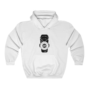 May include: White hooded sweatshirt with a black graphic of a burrito with the text "Handle with care, Food Baby, Don't ruin story".