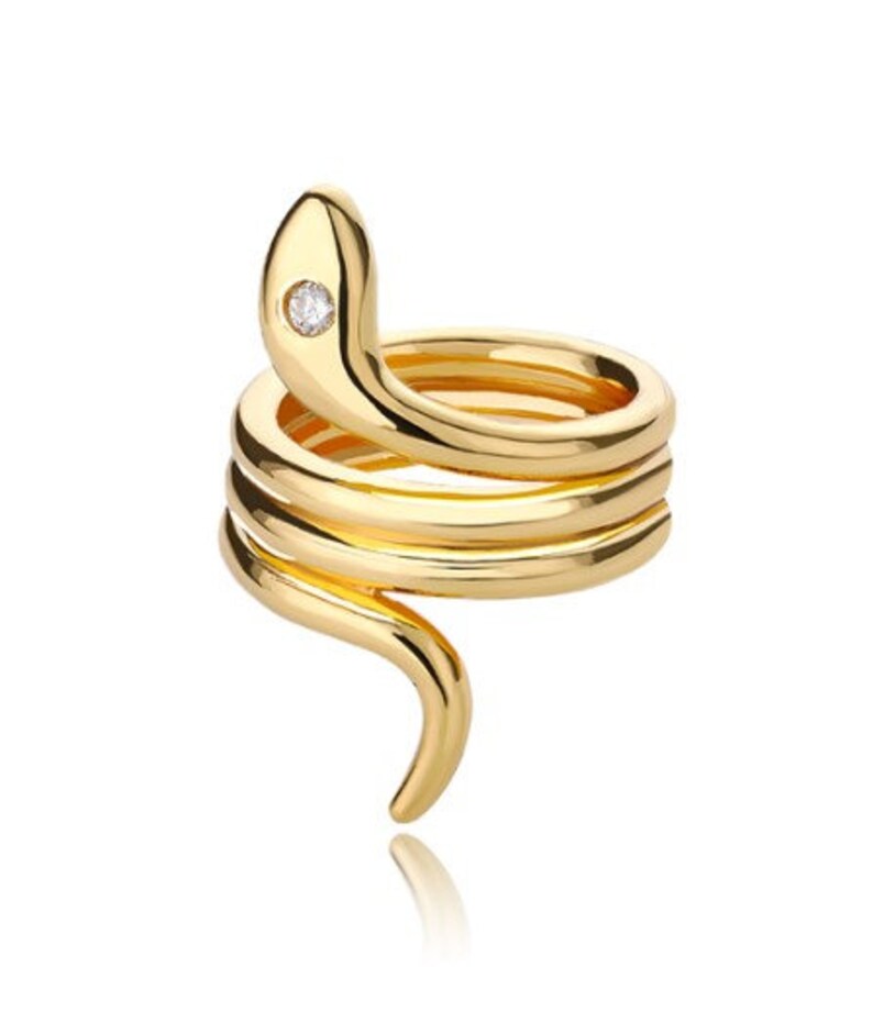 Anillo Serpiente De Acero Chapado En Oro PVD 18 Kilates Y Resistente Al