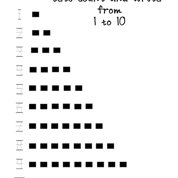 Count and Write from 1 to 10  - help your child/preschooler learn their numbers INSTANT DOWNLOAD