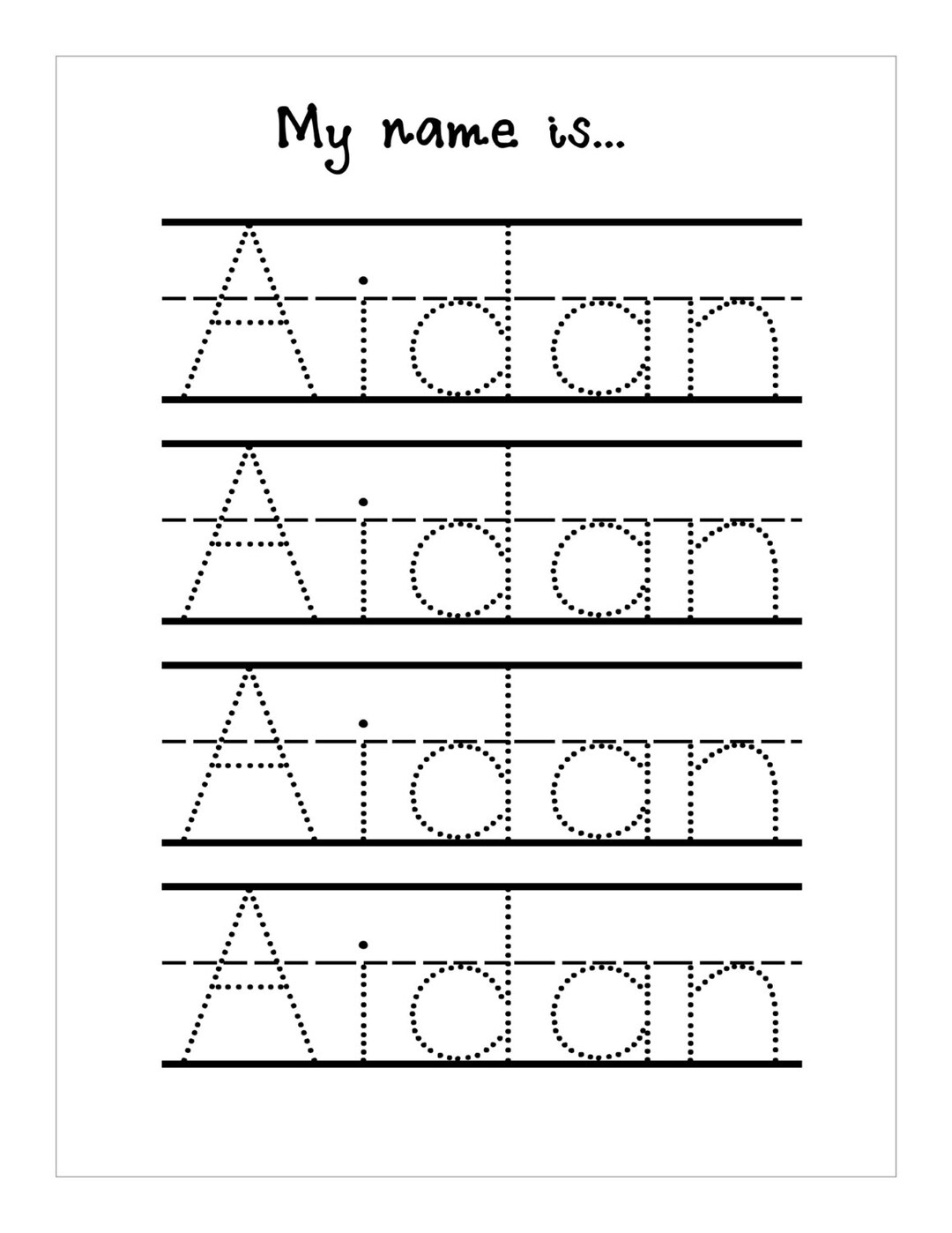 Name Trace Worksheet DIGITAL FILE Printable for Pre Schoolerskindergarteners - Etsy