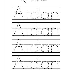 Name Trace Worksheet - DIGITAL FILE- Printable for Pre schoolers\Kindergarteners