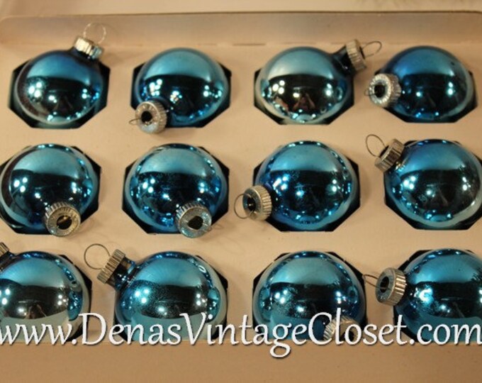 Vintage Mercury Glass Blue Shiny Brite Christmas Ornaments in Etsy