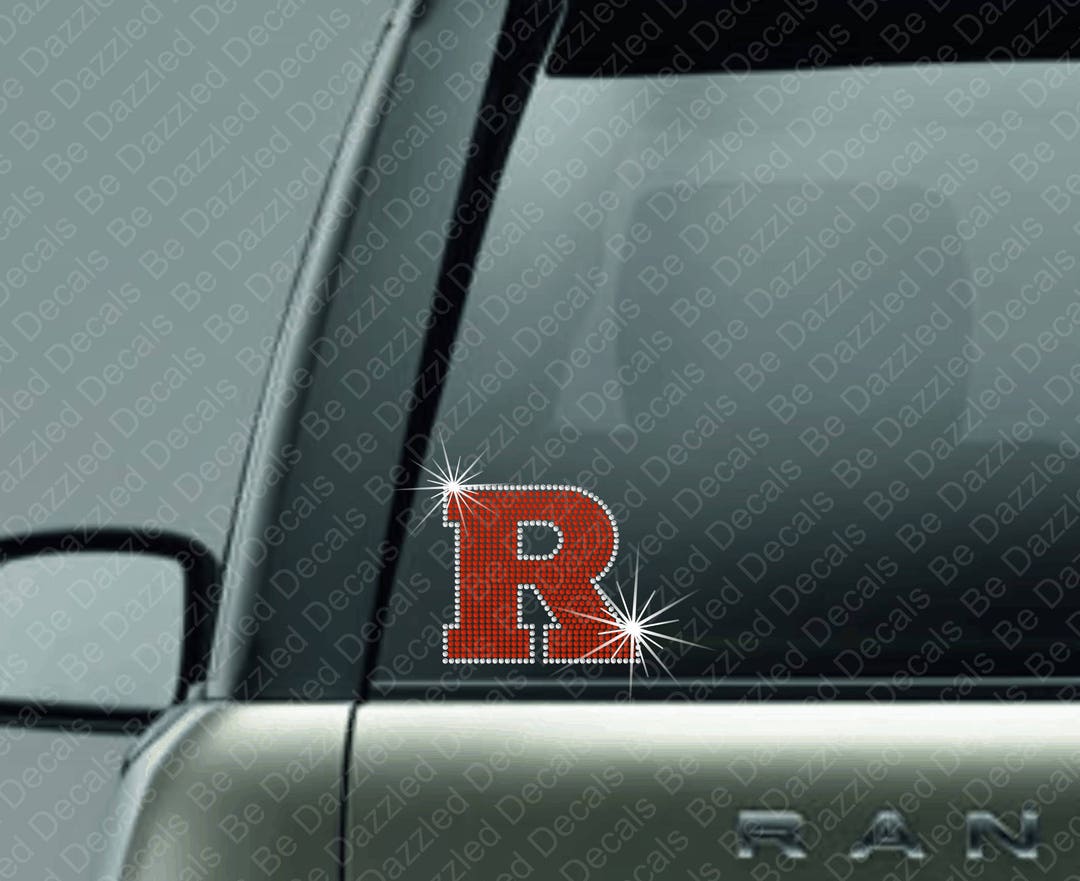 Block R Rhinestone Car Decal - Etsy