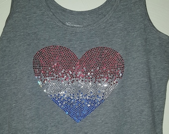 Ombre Fourth of July/patriotic heart iron on transfer