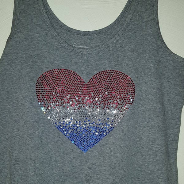 Ombre Fourth of July/patriotic heart iron on transfer