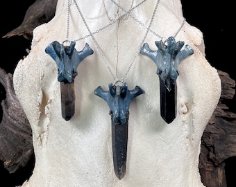 Coyote Vertebra, Bone Jewelry, Bone Necklace, Vertebrae Necklace, Taxidermy Art, Vertebra, Witch, Pagan, Wiccan, Crystal Pendant, Occult