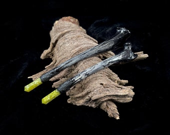 Distressed Coyote Bone Wand: Serpentine Crystal Point, Pagan Altar Tool