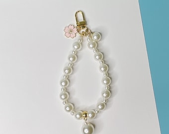 Cute pearl Pendant keyring | Purse Suspension Bags Charms | car Key Chain | Gift for women | Cherry Blossome